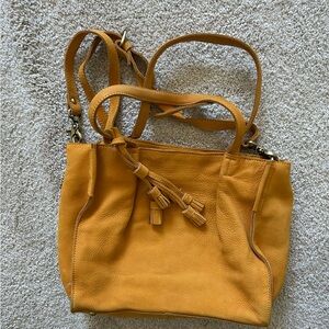 Anthropologie Yellow suede Leather shoulder bag. Miss Albright